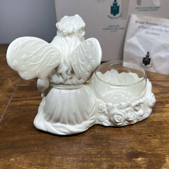 Partylite Ariana Fairy Angel Cream Bisque Tealight Votive Candle Holder w/ Glass - Picture 4 of 8